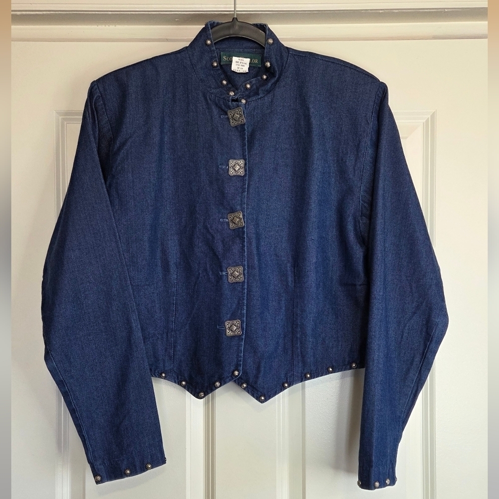 Vintage Made in USA Scott Taylor Western Tencel Denim Cropped Jacket - Size 10